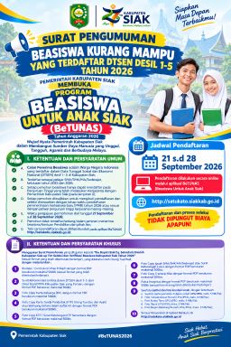 Pemkab Siak Luncurkan BeTUNAS,  Beasiswa untuk Mahasiswa dan Hafidz